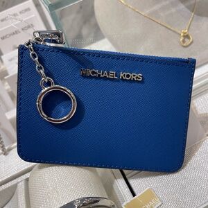 MICHAEL KORS JSTrvl Sm Top Zip Saffiano Leather Coin Pouch ID
Galaxy Blue 
NWT